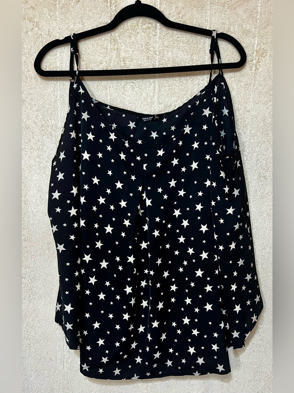 SHEIN Curve Black White Star Print Swing Cami Tank Top 3XL